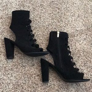 Guess Lace Up Open Toe Booties